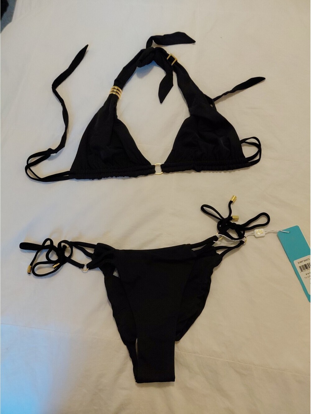 NWT Beach Bunny Basics Bikini Tie Side Skimpy Black Size M #253